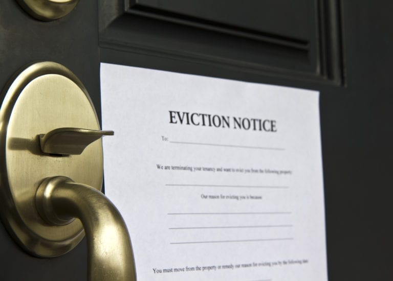Eviction Notice Letter on a door