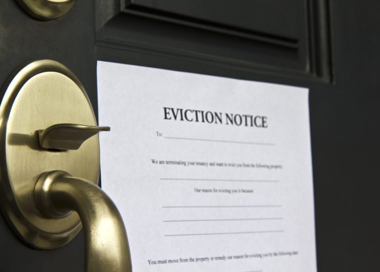 Eviction Notice Letter on a door